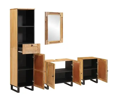 Vannas Istabu Komplekti Ar Atvilktni Dabiska Cieta Mango Koksne Vidaxl