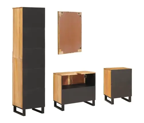 Vannas Istabu Komplekti Ar Atvilktni Dabiska Cieta Mango Koksne Vidaxl