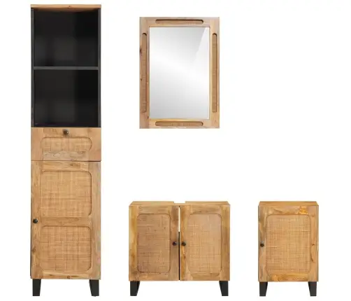 Vannas Istabu Komplekti Ar Atvilktni Dabiska Cieta Mango Koksne Vidaxl