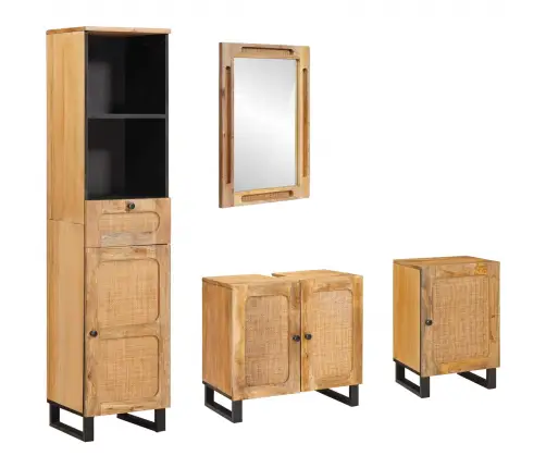 Vannas Istabu Komplekti Ar Atvilktni Dabiska Cieta Mango Koksne Vidaxl