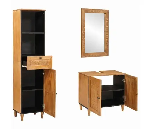 Vannas Istabas Mēbeļu Komplekts 3 Pcs Brūna 38 X 33 X 160 Cm Vidaxl