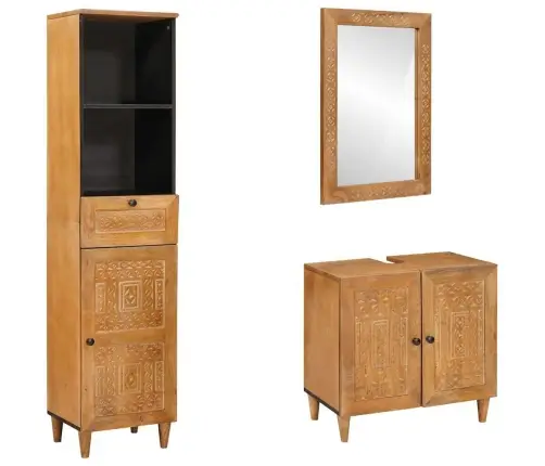 Vannas Istabas Mēbeļu Komplekts 3 Pcs Brūna 38 X 33 X 160 Cm Vidaxl