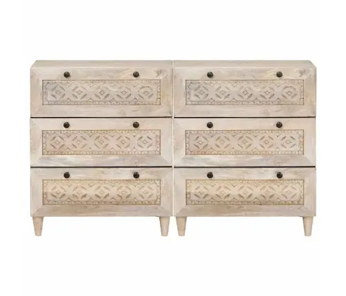 Puse 2 Pcs Balts 60 X 33 X 75 Cm Mango Masīvkoks Vidaxl