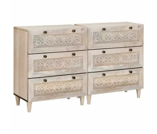 Puse 2 Pcs Balts 60 X 33 X 75 Cm Mango Masīvkoks Vidaxl