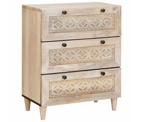 Puse 3 Pcs Balts 60 X 33 X 75 Cm Mango Masīvkoks Vidaxl