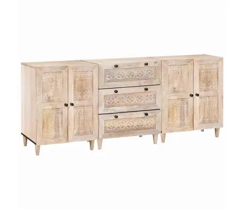 Puse 3 Pcs Balts 60 X 33 X 75 Cm Mango Masīvkoks Vidaxl