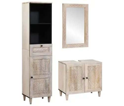 Vannas Istabas Mēbeļu Komplekts 3 Pcs Balts 38 X 33 X 160 Cm Vidaxl
