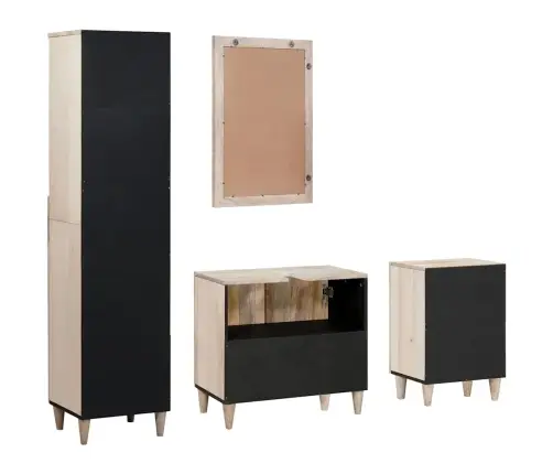 Vonios Baldų Rinkinys Su Stalčių 4 Pcs Balta Apdirbta Mediena