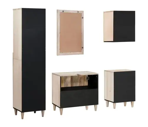 Vannitoa Mööbleset 5 Pcs Valge 38 X 33 X 160 Cm Mangopuit