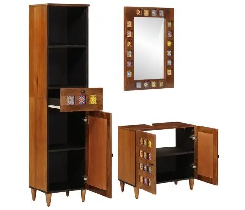 Vannas Istabas Mēbeļu Komplekts Ar Durvīm 3 Pcs Valriekstu Koks Vidaxl