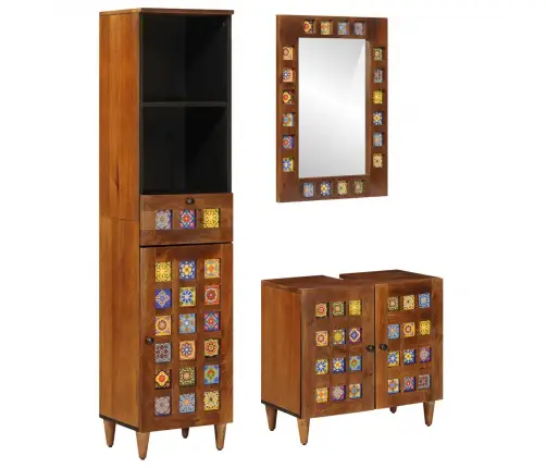 Vannas Istabas Mēbeļu Komplekts Ar Durvīm 3 Pcs Valriekstu Koks Vidaxl