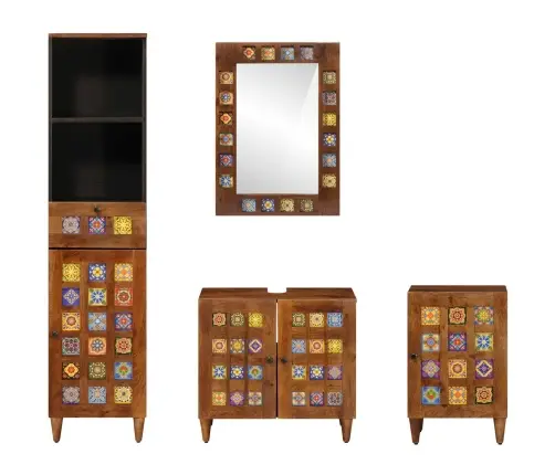 Vonios Baldų Rinkinys Su Stalčių 4 Pcs Graikinis Riešutmedis