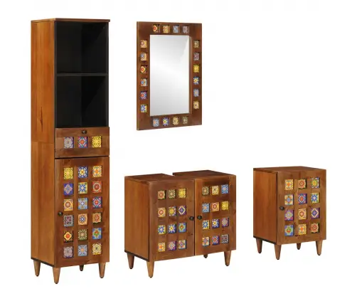 Vonios Baldų Rinkinys Su Stalčių 4 Pcs Graikinis Riešutmedis