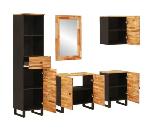 Vannas Istabu Komplekti Ar Atvilktni Dabiska Cieta Mango Koksne Vidaxl