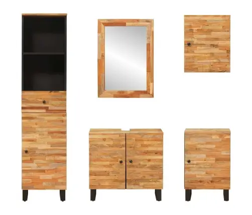 Vannas Istabu Komplekti Ar Atvilktni Dabiska Cieta Mango Koksne Vidaxl