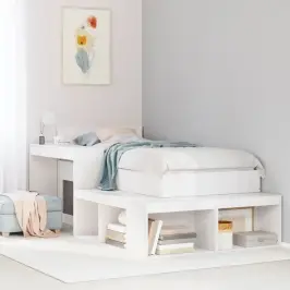 Gulta Bez Matrača, Balts, 75X190 Cm, Priedes Masīvkoks Vidaxl