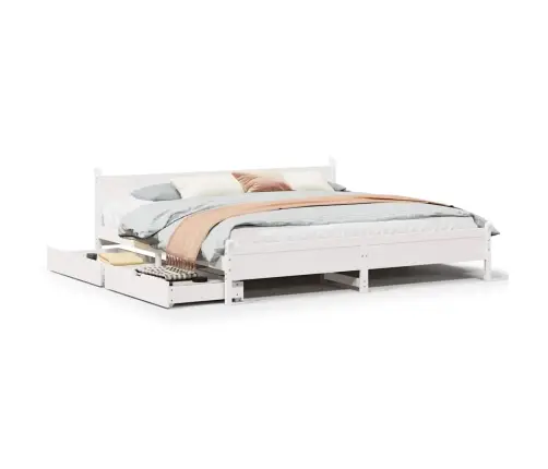 Gulta Bez Matrača, Balts, 200X200 Cm, Priedes Masīvkoks Vidaxl