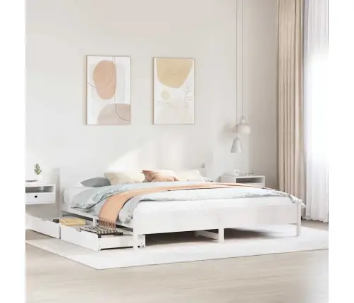 Gulta Bez Matrača, Balts, 200X200 Cm, Priedes Masīvkoks Vidaxl