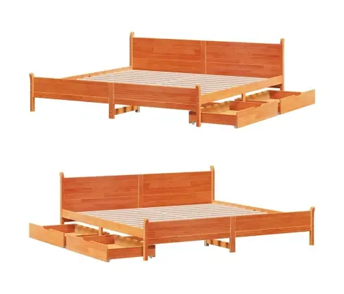 Gulta Bez Matrača, Vaska Brūnas, 200X200 Cm, Priedes Masīvkoks Vidaxl