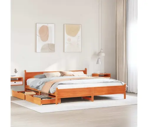 Voodiraam Ilma Madratsita, Vahapruun, 180 X 200 cm Männipuit