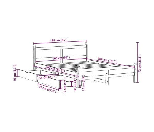 Lovos Rėmas Be Čiužinio, Baltas, 160X200cm Pušies Masyvas