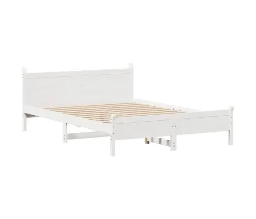 Gulta Bez Matrača, Balts, 150X200 Cm, Priedes Masīvkoks Vidaxl