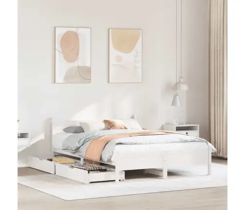 Voodiraam Ilma Madratsita, Valge, 140 X 200 cm Männipuit