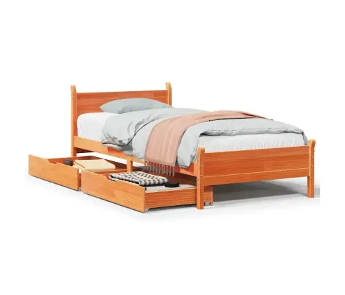 Gulta Bez Matrača, Vaska Brūna, 100X200 Cm, Priedes Masīvkoks Vidaxl