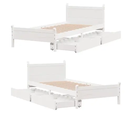 Gulta Bez Matrača, Balts, 90X200 Cm, Priedes Masīvkoks Vidaxl