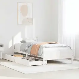 Gulta Bez Matrača, Balts, 90X200 Cm, Priedes Masīvkoks Vidaxl