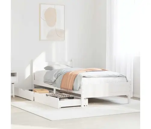 Gulta Bez Matrača, Balts, 90X200 Cm, Priedes Masīvkoks Vidaxl