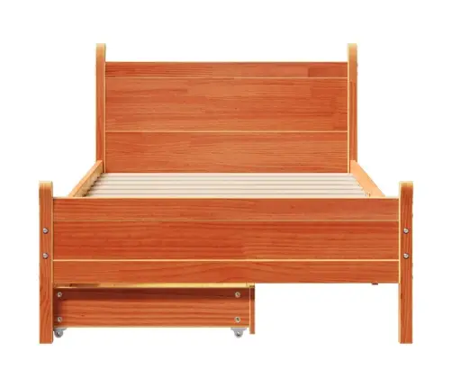 Gulta Bez Matrača, Vaska Brūnas, 90X200 Cm, Priedes Masīvkoks Vidaxl