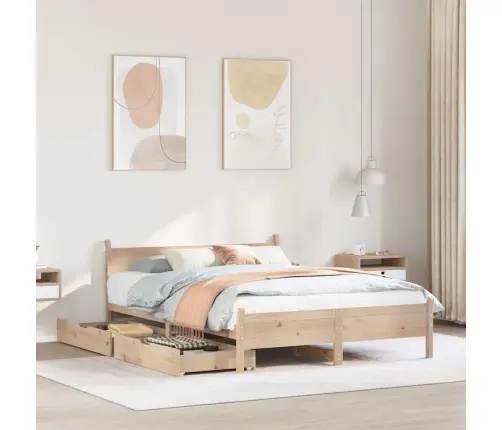 Gulta Bez Matrača, 140X190 Cm, Priedes Masīvkoks Vidaxl