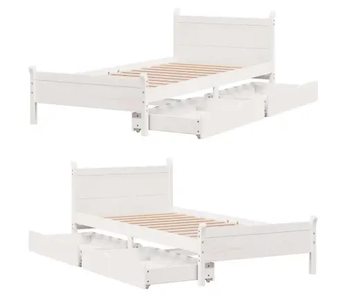 Gulta Bez Matrača, Balts, 90X190 Cm, Priedes Masīvkoks Vidaxl