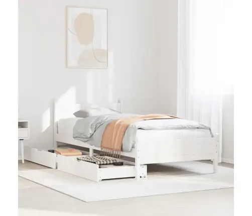 Gulta Bez Matrača, Balts, 90X190 Cm, Priedes Masīvkoks Vidaxl