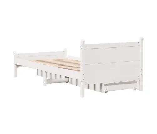 Gulta Bez Matrača, Balts, 75X190 Cm, Priedes Masīvkoks Vidaxl