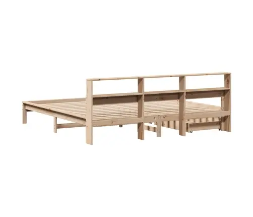 Gulta Ar Grāmatu Plauktu, Bez Matrača, 200X200 Cm, Priedes Koks Vidaxl