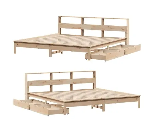 Gulta Ar Grāmatu Plauktu, Bez Matrača, 200X200 Cm, Priedes Koks Vidaxl