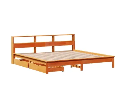 Lova Su Knygų Spinta Be Čiužinio, Ruda, 200X200cm Pušis