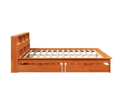 Lova Su Knygų Spinta Be Čiužinio, Ruda, 200X200cm Pušis