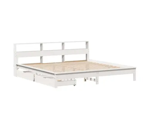 Lova Su Knygų Spinta Be Čiužinio, Balta, 180X200cm Pušis