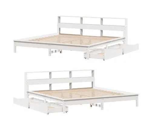 Lova Su Knygų Spinta Be Čiužinio, Balta, 180X200cm Pušis