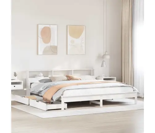 Lova Su Knygų Spinta Be Čiužinio, Balta, 180X200cm Pušis