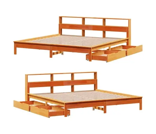 Gulta Ar Grāmatu Plauktu, Bez Matrača, 180X200 Cm, Priedes Koks Vidaxl