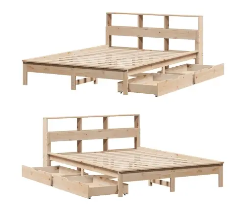 Gulta Ar Grāmatu Plauktu, Bez Matrača, 150X200 Cm, Priedes Koks Vidaxl