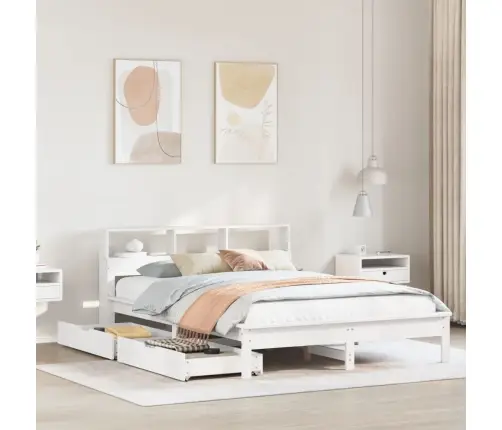 Gulta Ar Grāmatu Plauktu, Bez Matrača, 140X200 Cm, Priedes Koks Vidaxl