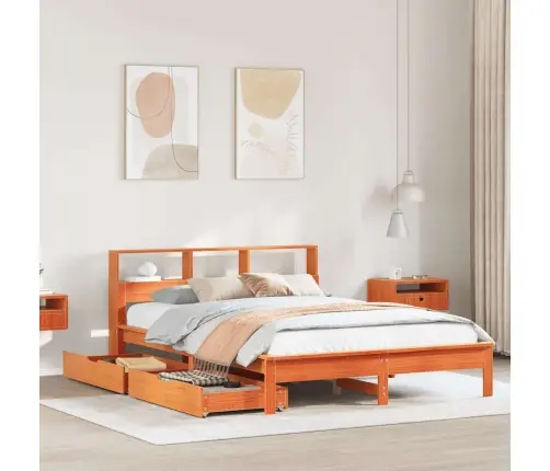 Gulta Ar Grāmatu Plauktu, Bez Matrača, 120X200 Cm, Priedes Koks Vidaxl