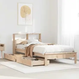 Lova Su Knygų Spinta Be Čiužinio, 100X200cm Pušies Masyvas Lova Su Knygų Spinta Be Čiužinio, 100X200cm Pušies Masyvas