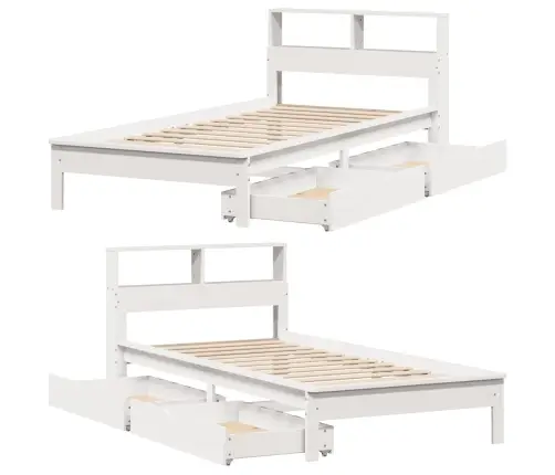 Lova Su Knygų Spinta Be Čiužinio, Balta, 100X200cm Pušis