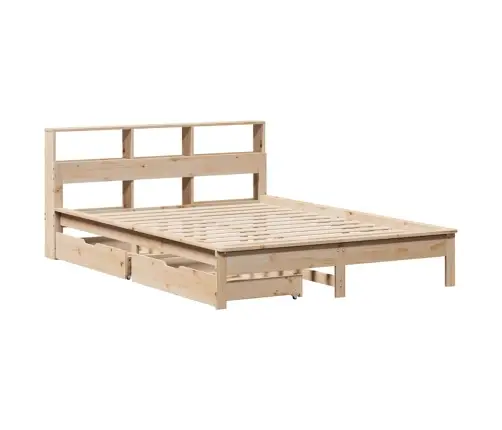 Lova Su Knygų Spinta Be Čiužinio, 140X190cm Pušies Masyvas